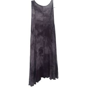 Umgee Tie Dye Tank Top Dress Medium Gray Long Tunic Sleeveless Hi Low Hem